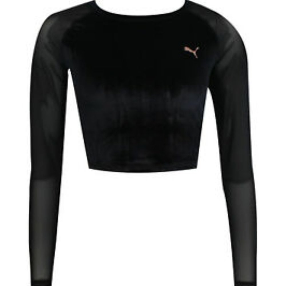 PUMA ACTIVE TRAINING LONG SLEEVE CROP TOP LARGE